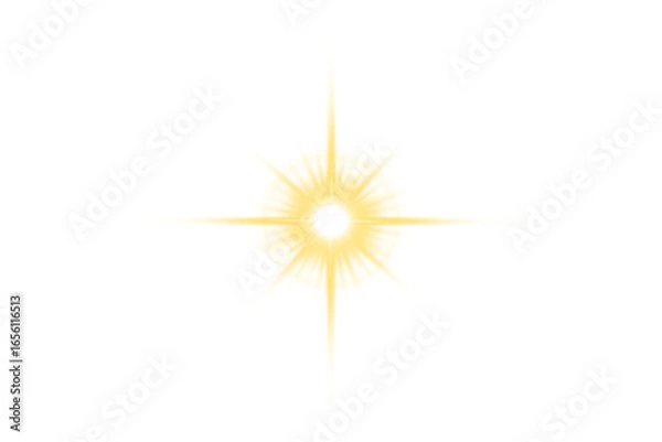 Fototapeta Realistic shiny transparent sun burst sunlight sunbeam sunrays flare ray bright glow sparkle shine magic energy star light beam effect isolated background