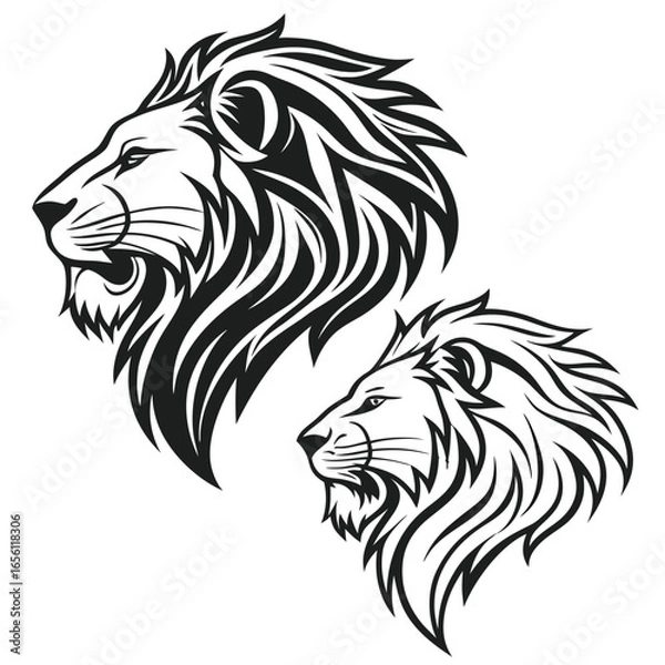Fototapeta Lion head logo icon, lion face vector Illustration, on a isolated background, EPS