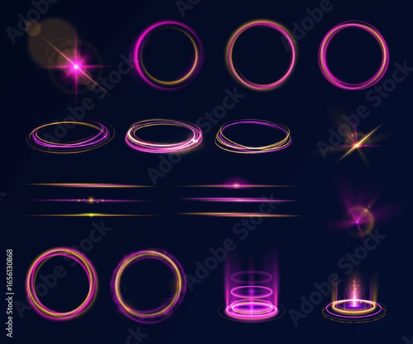 Fototapeta Line curve motion speed neon effect light blue wave abstract futuristic background bright design vector illustration modern