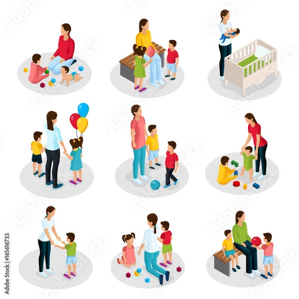 Obraz Isometric Nanny Work Set
