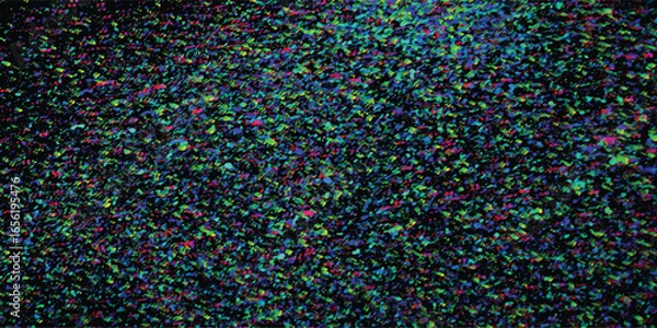 Fototapeta Abstract colorful artistic digital texture resembling a chaotic arrangement of colored elements on dark background