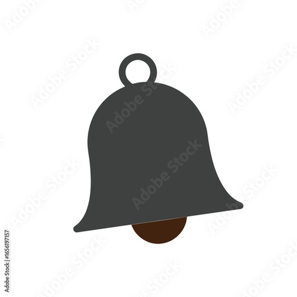 Obraz Simple dark grey bell with clapper isolated on white background