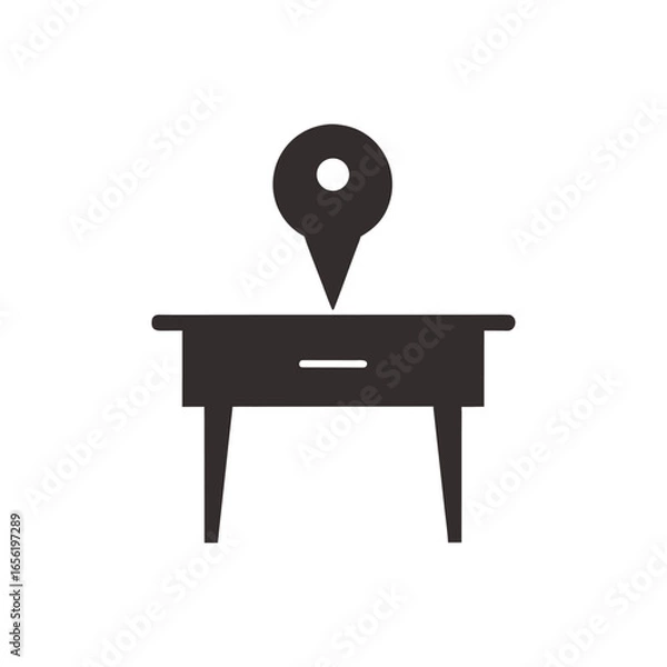 Obraz Location pin on a table icon isolated on white background