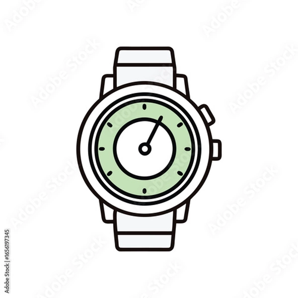 Obraz Simple line art illustration of a wristwatch isolated on white background