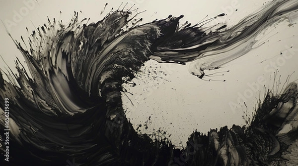 Fototapeta  river made of flowing ink from a giant quill