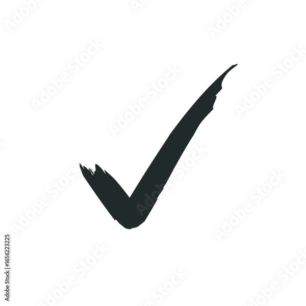 Obraz  Check mark in brush stroke on white background.