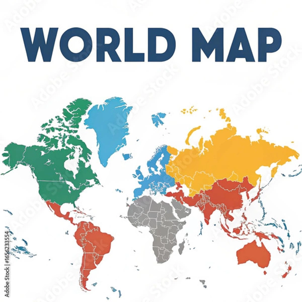 Obraz An illustrative vector map of the North American continent with administrative borders and countries