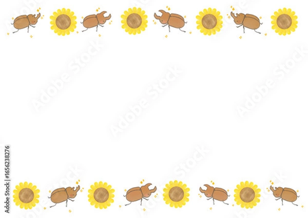 Obraz ひまわり カブトムシ フレーム
