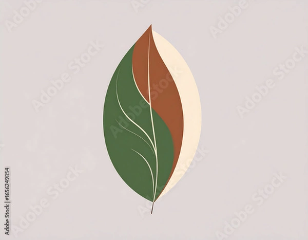 Fototapeta Leaf Harmony: An artistic representation of a leaf showcasing a unique combination of colors and textures, elegantly displayed against a subtle backdrop.