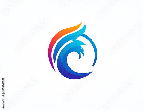 Fototapeta Eagles soar: An abstract illustration of a stylized eagle in flight, its wings of vibrant colors, showcasing strength and freedom.