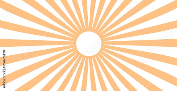 Fototapeta Simple  background with orange-yellow stripes. Sunburst radial vector.
