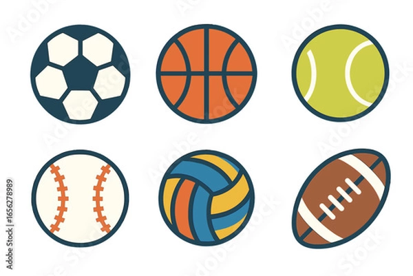 Fototapeta Popular Sports Balls Icons Collection