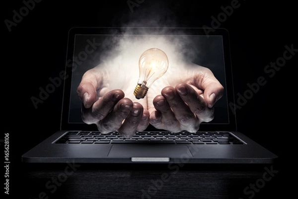 Fototapeta In the world of technologies. Mixed media