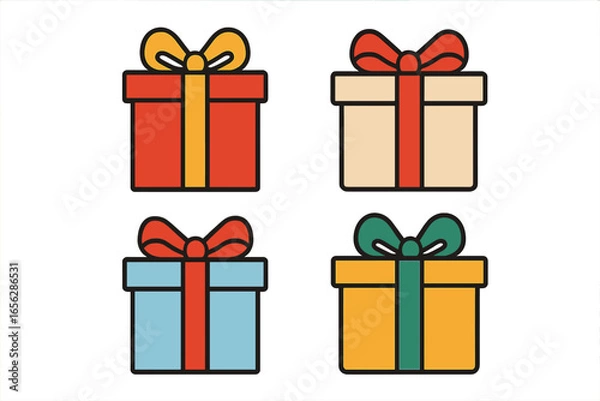 Fototapeta Colorful Gift Boxes with Ribbons and Bows