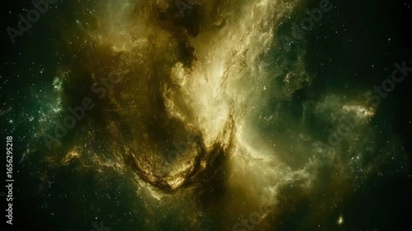 Fototapeta Serene cosmic wonder: An ethereal blend of nebula clouds and distant starlight