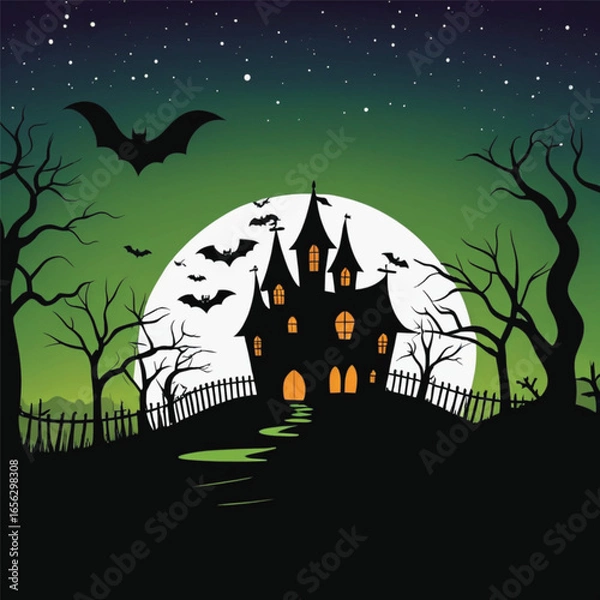 Obraz haunted house with bats