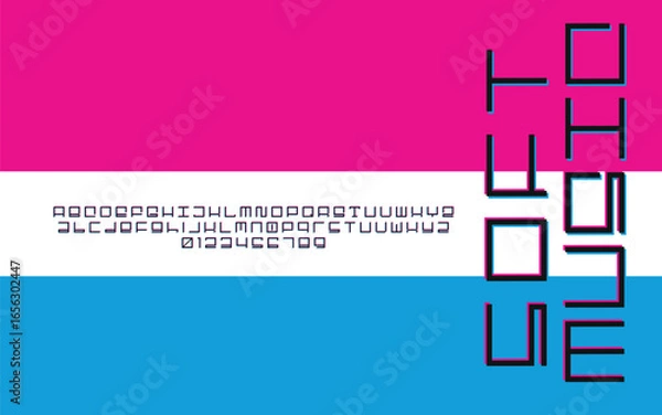 Fototapeta Futuristic geometric display font with a sci-fi alphabet for technology and gaming design projects
