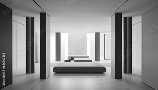 Fototapeta Bold Minimalism – Monochrome Geometric Room
