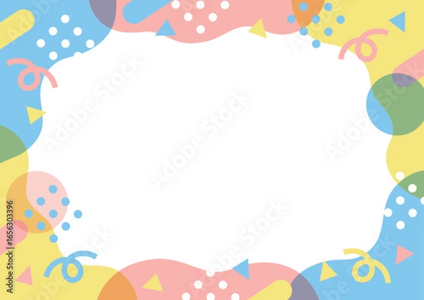 Fototapeta 四角三角丸くるくるポップな模様フレーム