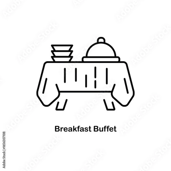 Obraz Breakfast Buffet vector outline icon for web isolated on white background.