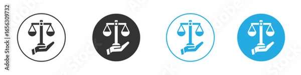 Fototapeta Scales of Justice Icon in Hand, Isolated on White Background