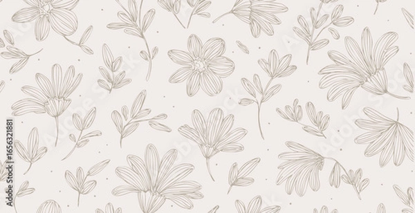 Fototapeta Floral print pattern background in provance style, floral background. Pastel tones vintage style wallpaper in vector.