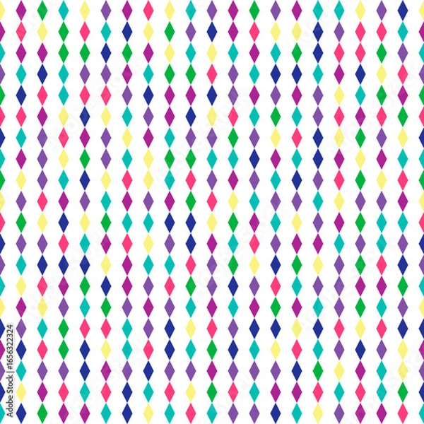 Fototapeta Raster illustration. Colorful tiny diamonds vertical stripes seamless repeat pattern. Best for home decor, kids wear and textiles.