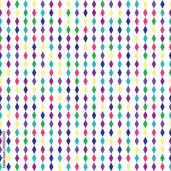 Fototapeta Vector illustration. Colorful tiny diamonds vertical stripes seamless repeat pattern. Best for home decor, kids wear and textiles.