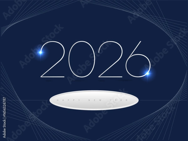 Fototapeta 2026 Typography Template Layout Design, Typography Flat Design. 2026 Trends Business Diary Cover for 2026 with Wishes. Brochure, banner design template. Vector image