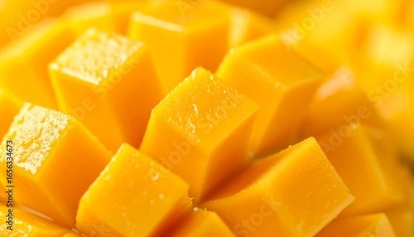 Fototapeta Vibrant cube mango close-up bright