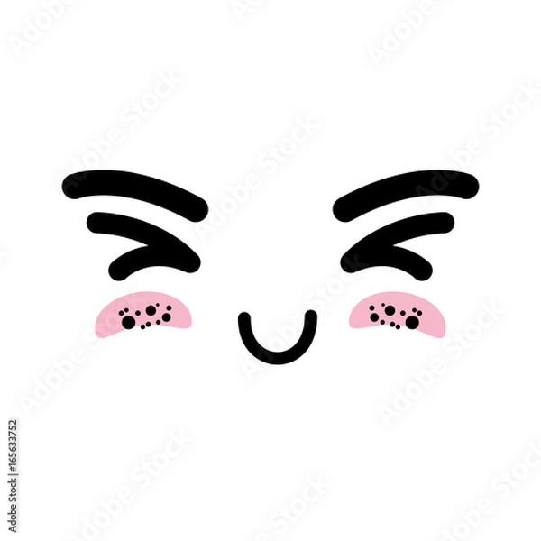 Fototapeta isolated cute kawaii face icon vector illustration graphic design