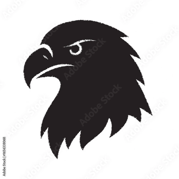 Fototapeta Bald eagle head silhouette vector illustration, symbol of power freedom and strength, bold wildlife design, black and white graphic, transparent background