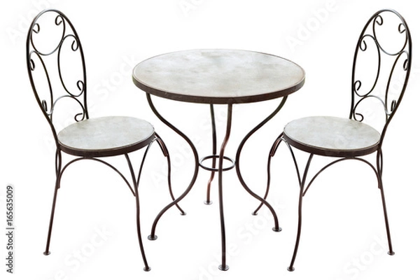 Obraz steel table and chairs isolated
