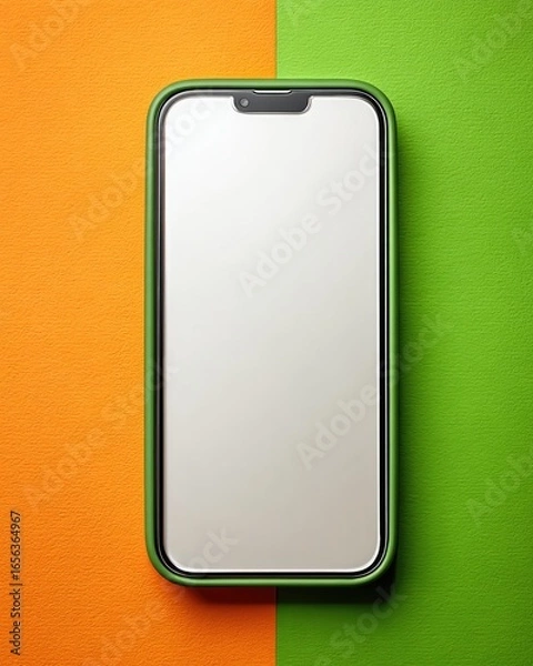 Obraz A vibrant green-bordered smartphone