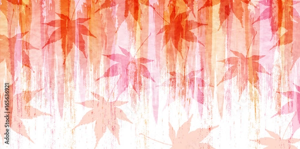 Fototapeta 紅葉　秋　和紙　背景