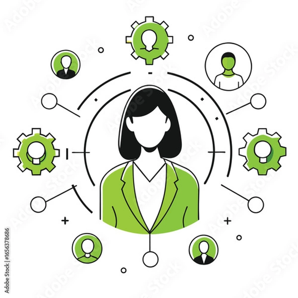 Obraz Human Resource Management Network Illustration