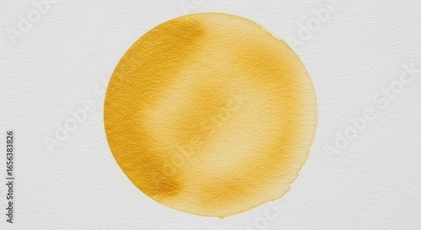 Obraz watercolor yellow paint blob on white textured paper
