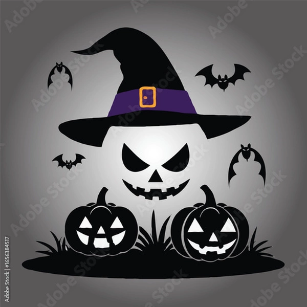 Obraz halloween pumpkin and bats