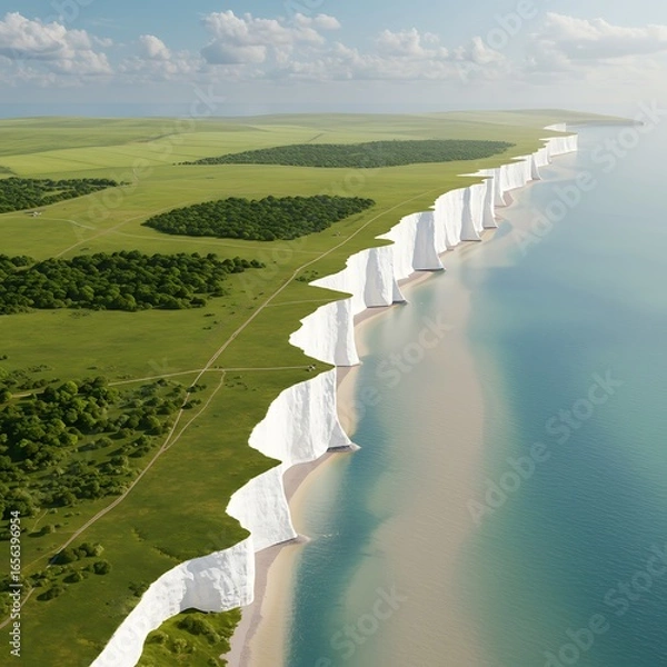 Fototapeta 碧海と白亜の絶景