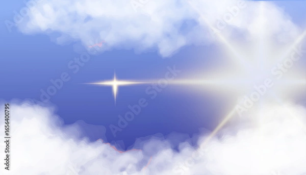 Fototapeta A Guiding Light Through Ethereal Clouds