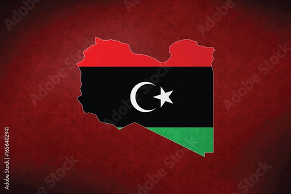 Fototapeta Libya vector map with flag	
