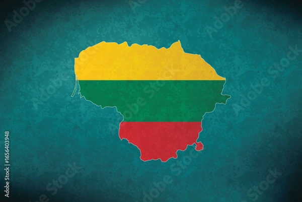 Fototapeta Lithuania  vector map with flag	
