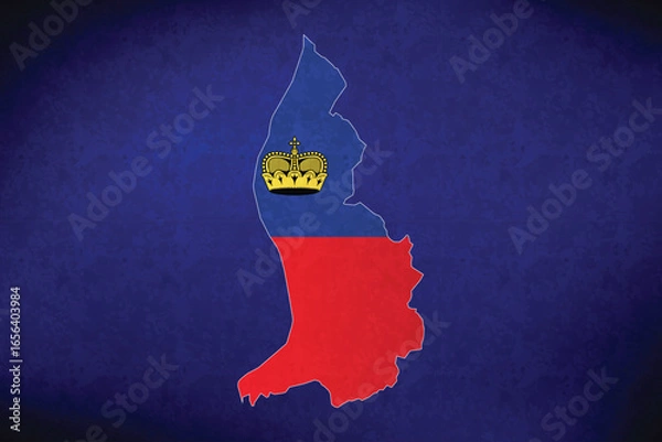 Fototapeta Liechtenstein vector map with flag	
