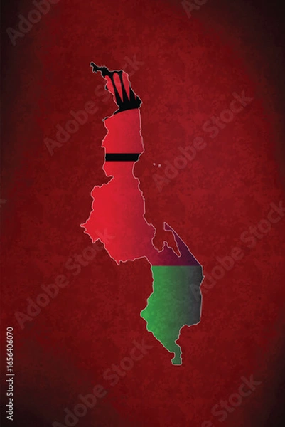 Fototapeta Malawi vector map with flag	