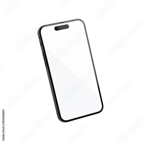 Obraz Modern smartphone with blank screen isolated on transparent background