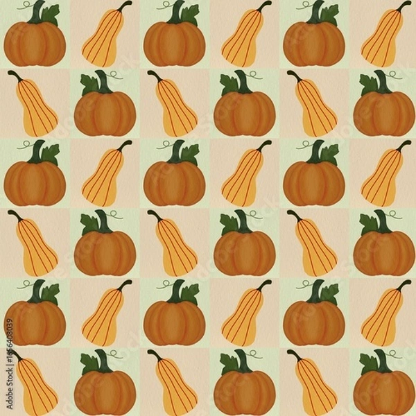 Fototapeta seamless pattern with pumpkins