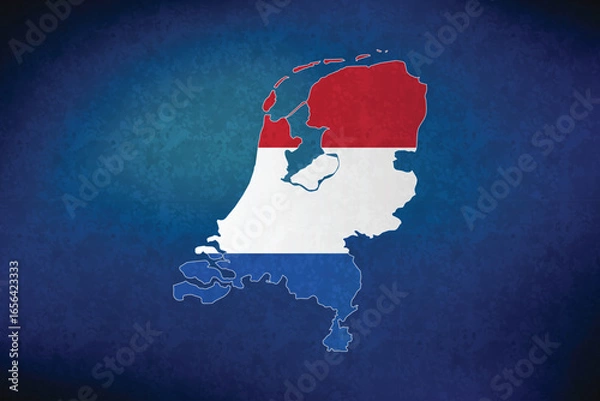 Fototapeta Netherlands vector map with flag	