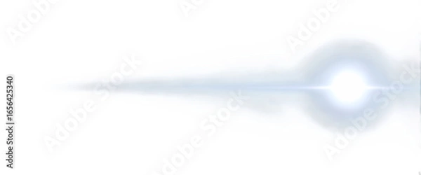 Obraz Cinematic blue and white anamorphic lens flare, long horizontal streaks of light, high resolution, digital art, isolated on a transparent background.