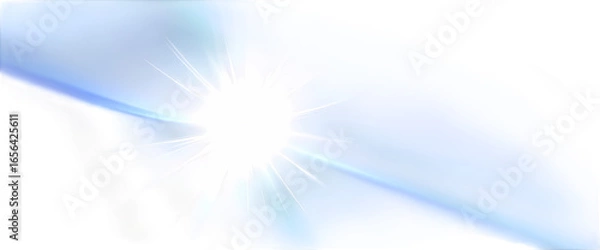 Obraz A bright white camera lens flare with a subtle, thin halo of faint rainbow colors (including blue and gray tones), photorealistic overlay, on a transparent background.