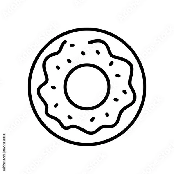 Fototapeta Simple line art illustration of a donut with sprinkles on the frosting